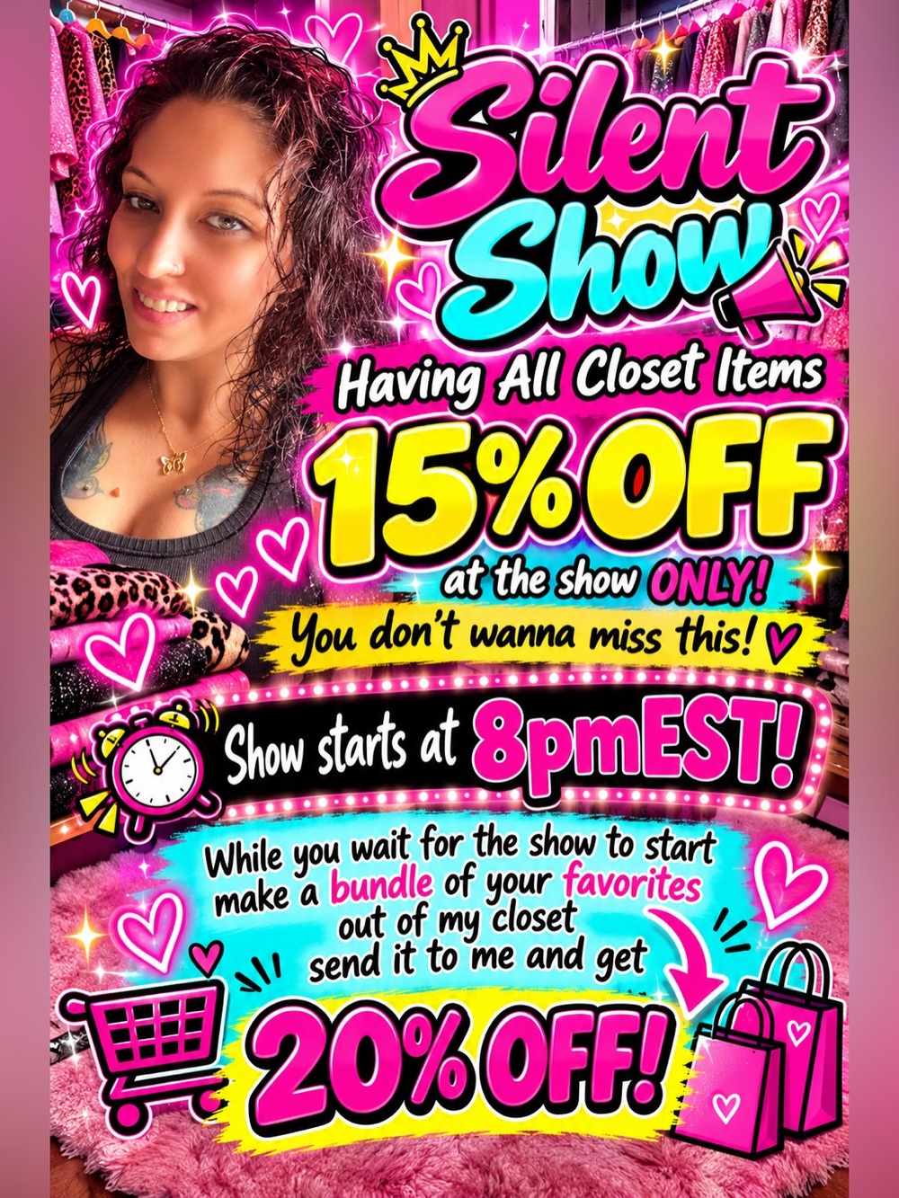 π SILENT SHOW π 15% OFF CLOSET + BUNDLE DEAL!
π€«β¨ SHHHβ¦ ITβS A SILENT SALE! β¨π€«